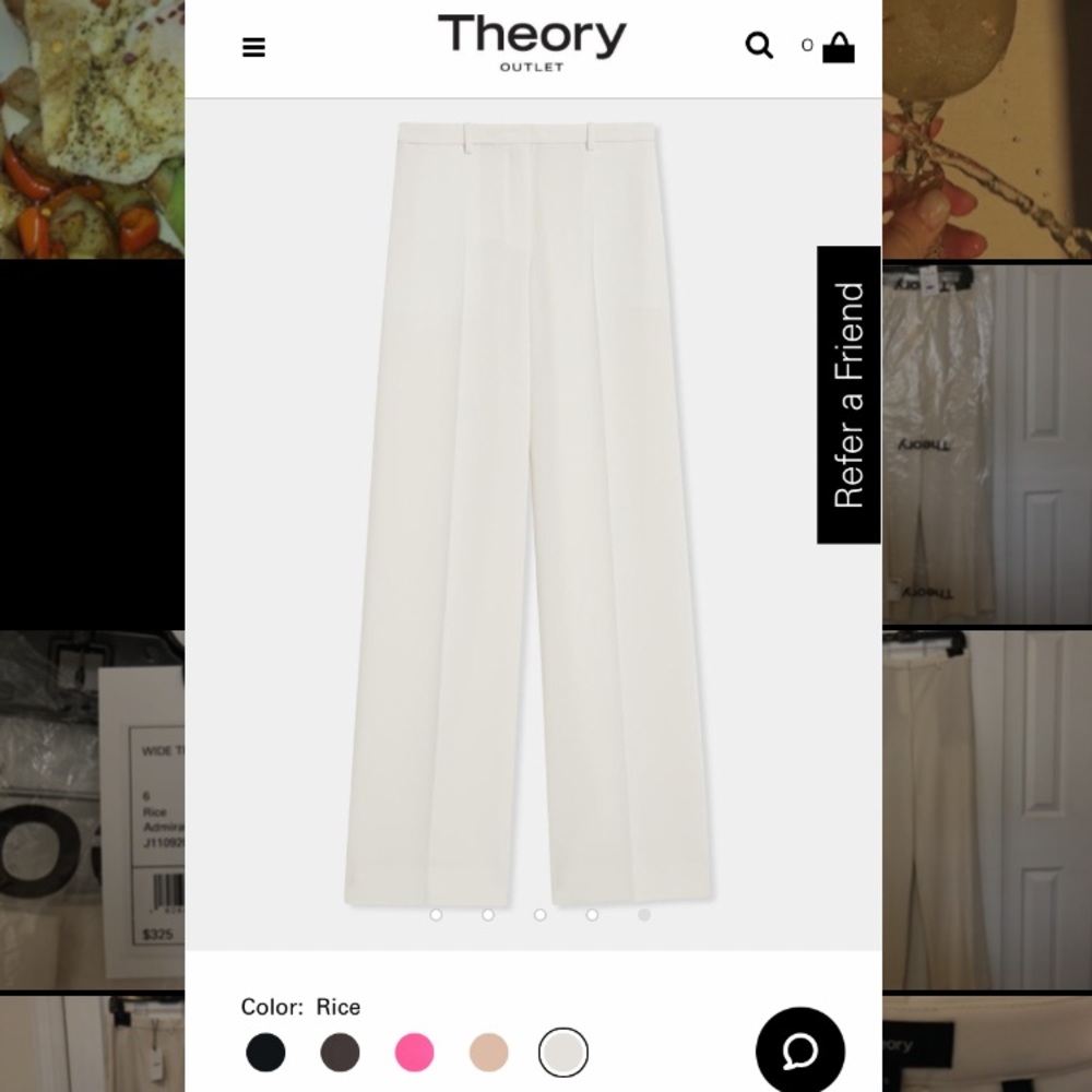 THEORY Wide Trouser in Crepe / Rice